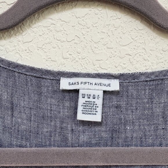 Saks Fifth Avenue 100% linen high low top - Medium - Picture 3 of 4